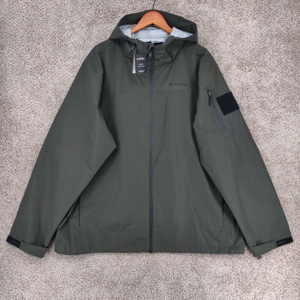 Baerskin Jacket Mens XL Green Tactical Rain Hooded Lightweight Waterproof NWT